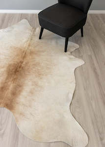 Beige And White Cowhide Rug (Size: 200 X 180 CM)