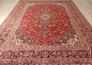 Kashan Rugs: Vintage Kashan Hand-Knotted Wool Persian Rug (Size: 290 X 400 CM)