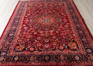 Vintage Mashad Hand-Knotted Wool Persian Rug (Size: 210 X 280 CM)