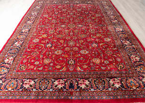 Vintage Mashad Hand-Knotted Wool Persian Rug (Size: 245 X 345 CM)