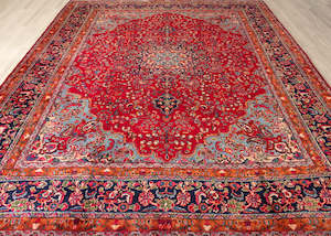 Vintage Sabzevar Hand-Knotted Wool Persian Rug (Size: 300 X 380 CM)