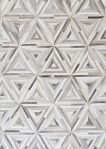 Cowhide Patchwork Rugs: Grey And Cream Triangle Block Cowhide Patchwork Rug