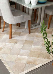 Cowhide Patchwork Rugs: Beige And Cream Bari Block Cowhide Patchwork Rug