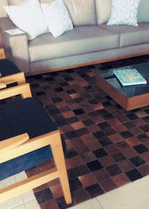 Cowhide Patchwork Rugs: Solid Brown Block Cowhide Patchwork Rug