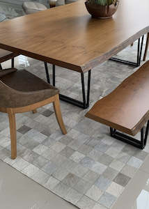 Cowhide Patchwork Rugs: Light Grey Block Cowhide Patchwork Rug