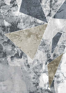 Blue And Grey Geometrical Style Area Rug