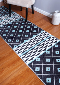 Black Rugs: Multi-Colour Tribal Runner Rug