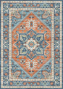 Orange Rugs: Orange And Blue Vintage Area Rug