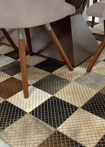 Animal Hides: Tricolor Linha Block Cowhide Patchwork Rug