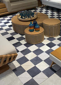 Animal Hides: Two Tone Linha Block Cowhide Patchwork Rug