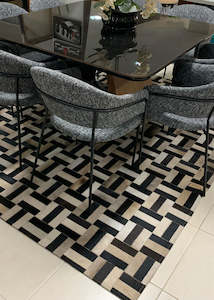Animal Hides: Beige Preto Cowhide Patchwork Rug