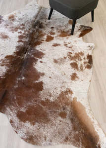 Brown White Salt Pepper Cowhide Rugs: Salt Pepper Brown & White Cowhide Rug (Size: 240 X 200 CM) CHR2133