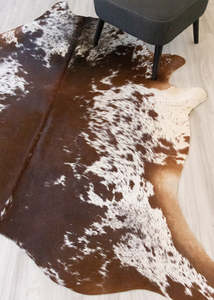 Brown White Salt Pepper Cowhide Rugs: Salt Pepper Brown & White Cowhide Rug (Size: 210 X 190 CM) CHR 2106