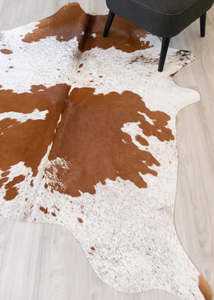 Brown White Salt Pepper Cowhide Rugs: Salt Pepper Brown & White Cowhide Rug (Size: 200 X 170 CM) CHR 2093