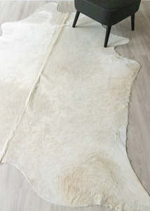 White Cowhides: (Rare) Off White Cowhide Rug (Size: 250 X 200 CM) CHR2024