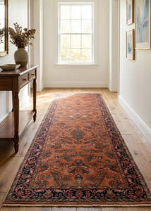 Rugs: Oriental Agra Hand-Knotted Wool Hallway Indian Runner Rug - 75 x 270 CM