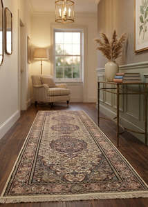 Rugs: Oriental Agra Hand-Knotted Wool Hallway Indian Runner Rug – 84 x 340 CM