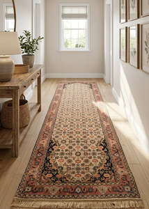 Rugs: Authentic Wool Hand-Knotted Mahi Hallway Runner Rug - 80 x 300 cm