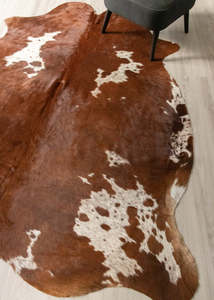 Brown And White Cowhide Rug (Size: 240 X 200 CM) CHR2639