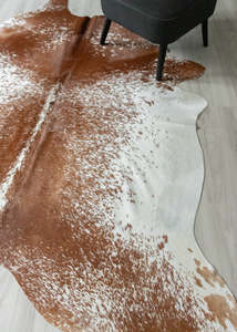 Salt Pepper Cowhides: (Rare) Salt Pepper Brown & White Cowhide Rug (Size: 230 X 210 CM) CHR2415