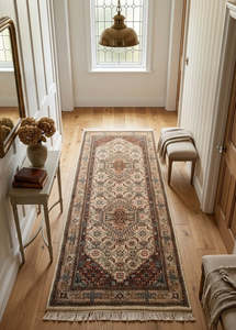 Rugs: Oriental Agra Hand-Knotted Wool Mahi Hallway Runner Rug – 80 x 210 cm