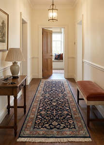 Rugs: Oriental Agra Hand-Knotted Wool Hallway Runner Rug – 87 x 240 cm