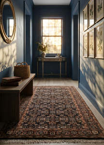 Rugs: Oriental Agra Hand-Knotted Floral Wool Hallway Runner Rug – 95 x 170 cm