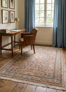 Rugs: Authentic Wool Hand-Knotted Floral Hallway Runner Rug - 90 x 160 CM