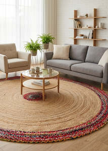 Rugs: Multicolor Handmade Jute Round Rug
