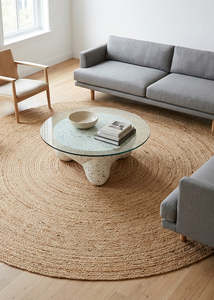 Rugs: Natural Seamless Braided Jute Rug – Handmade 10mm Thick