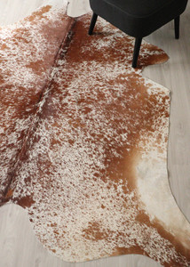Cowhide Rugs Nz: (Rare) Salt Pepper Brown & White Cowhide Rug (Size: 220 X 200 CM) CHR2733