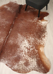 Salt Pepper Cowhides: (Rare) Salt Pepper Brown & White Cowhide Rug (Size: 240 X 200 CM) CHR2706