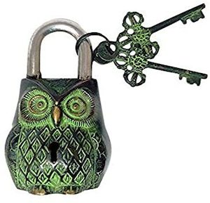 Vintage Objects: ANTIQUE BRASS OWL PADLOCK