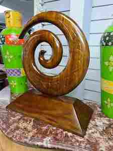 Maori New Zealand: Solid wood carved koru