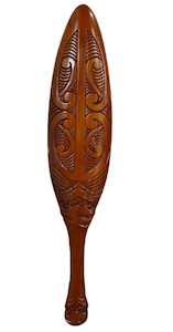 Maori New Zealand: Wai Hand carved wooden Maori paddle