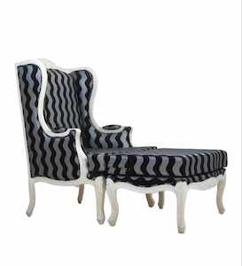 FRENCH CHAIR & OTTOMAN