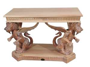 French Furniture: MATRINA FRENCH WINGED LION CONSOLE