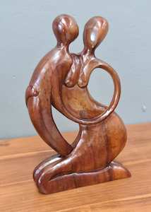 Wooden Statues Carvings: MOTHER CHILD TEAK SCULPTURE