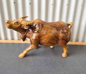Wooden Statues Carvings: WOOD CARVED WATER BUFFALO