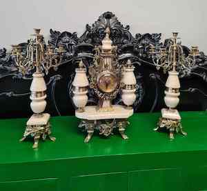 Baroque Rococo: Marble & Brass Clock set