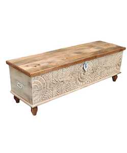 Trunks Boxes: INDORE CARVED INDIAN TRUNK