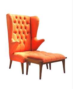 MID CENTURY ARMCHAIR & STOOL