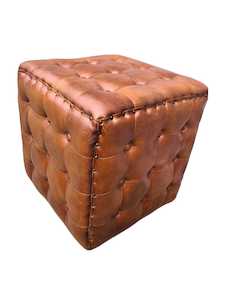 Ottomans: HARKER LEATHER STOOL