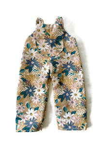 Animal Softies: Meadow Folk Outfit - Tan floral dungarees