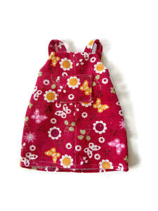 Animal Softies: Meadow Folk Outfit - Red retro corduroy pinafore