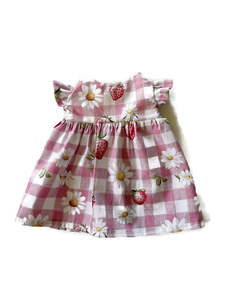 Animal Softies: Meadow Folk Outfit - Strawberry check ruffle dress