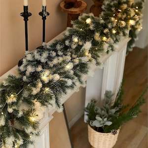 Pre-Lit 5.9 Feet Christmas Garland with Lights White Green Holiday Door Fireplac&hellip;