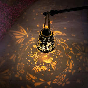 Outdoor Garden Accessories: Iron Hollow Solar Lawn Outdoor Butterfly Projectio Garden Lamp  for ,Courtyard Balcony