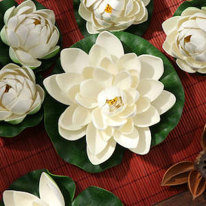 Outdoor Garden Accessories: 6PCS Lotus Artificial Flower Floating Fake Lotus Plant Lifelike Water Lily Micro Landscape for Pond Garden Decor