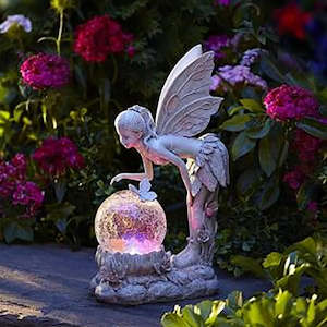 Outdoor Garden Accessories: Fairy Garden Statue Solar Garden Decor Fairy Statue Outdoor with Glass Ball  Waterproof Outdoor Decor Suitable for Yard